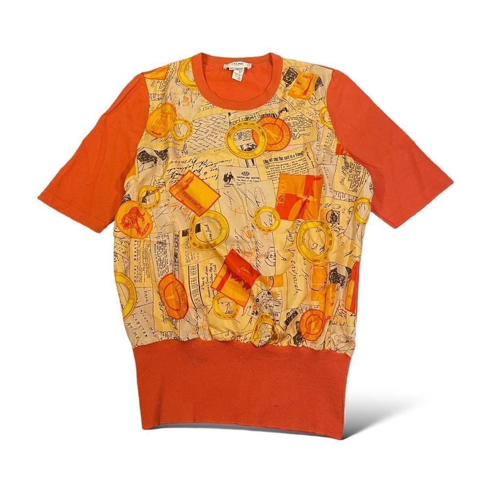 CELINE PARIS Silk & Wool Made in Italy Short Sleeve Top |Size: 42|